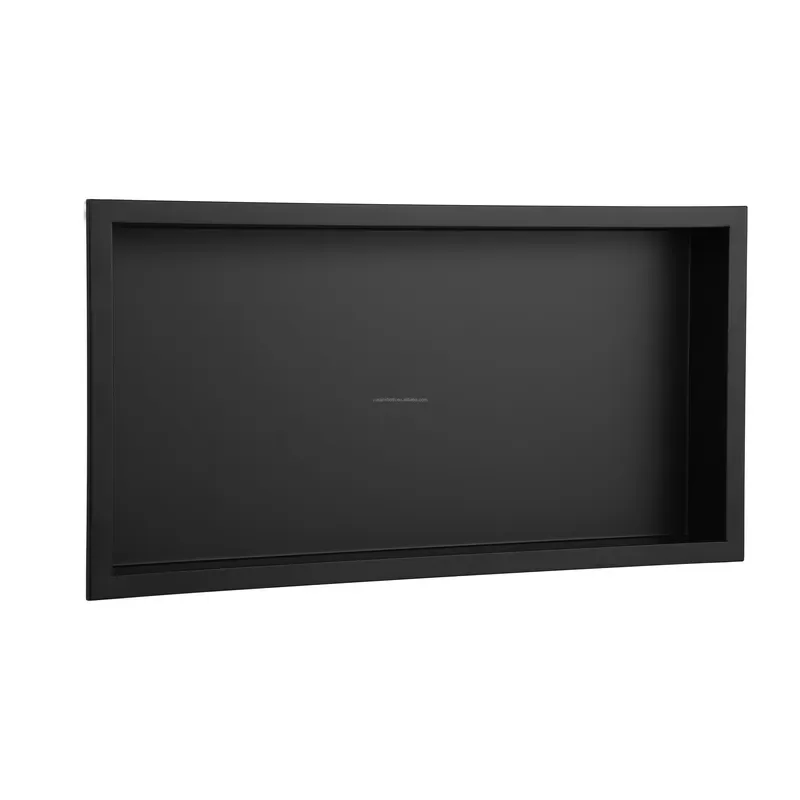304 Stainless Steel Matte Black Shower Niche Wall Mounted Rack for Luxury Bathroom Hotel Narrow Side Storage Modern Design