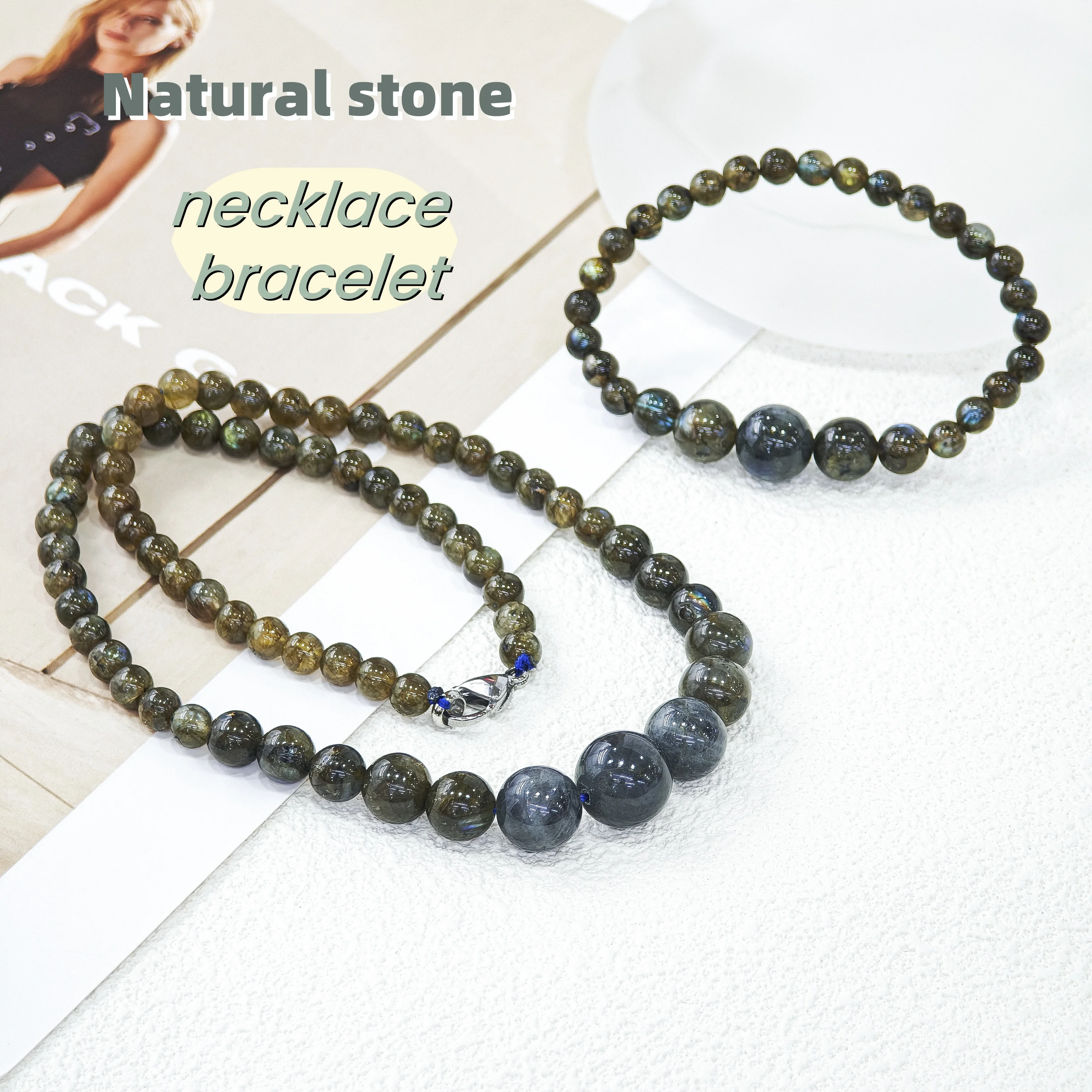 

Natural stone bracelets and labradorite necklaces, ladies' jewelry commemorative gifts of collection level.