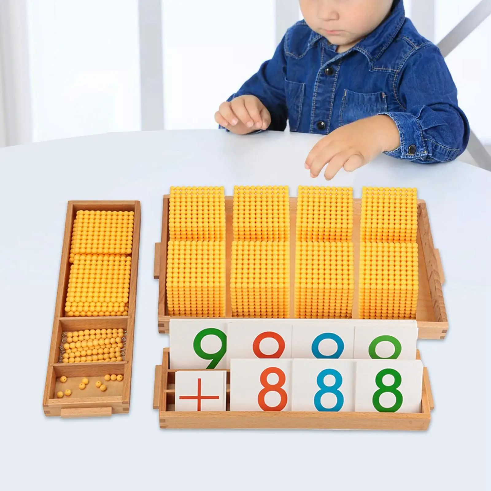 Montessori Math Beads Toy Teaching Aids Decimal Bank Game for Preschool Kids