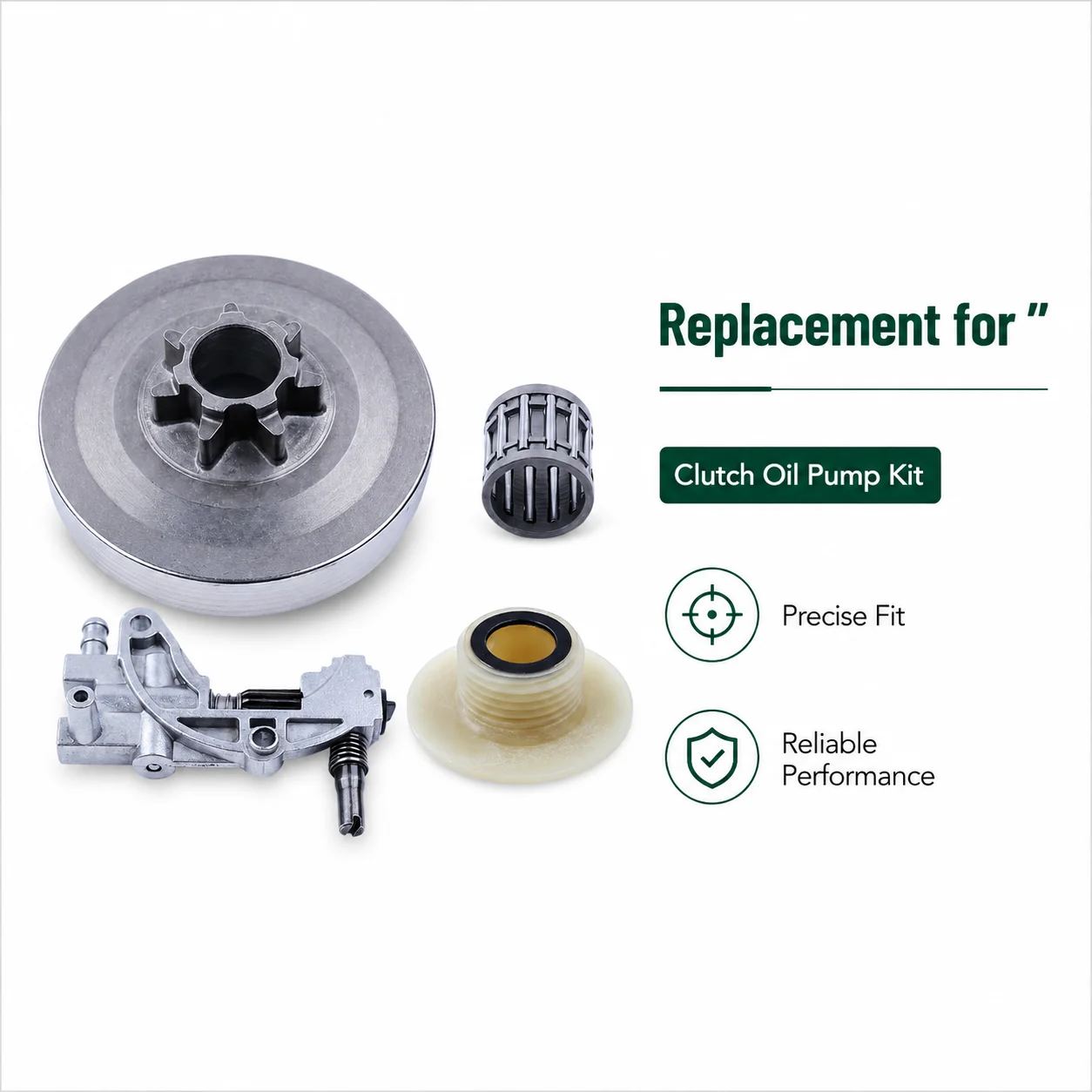 325 Clutch Oil Pump Kit Drum Worm Gear Bearing For 45-58cc Chainsaw 4500 5200 5800 Fits Tarus Timbertech Silverline Repair Kit