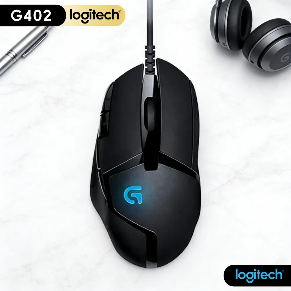 Logitech G402 Gaming Mouse Fusion Engine Tracking Tech 20M Click Lifespan OnTheFly DPI Switch For Desktop Game Players