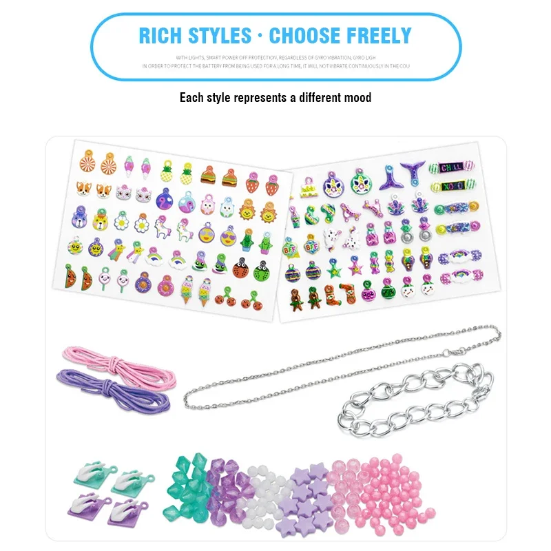 Children's Bracelets Crafts Toys Girls Diy Handmade Beaded Games Elastic Bracelet Spacer Beads Making Necklace Jewelry Kits Kids