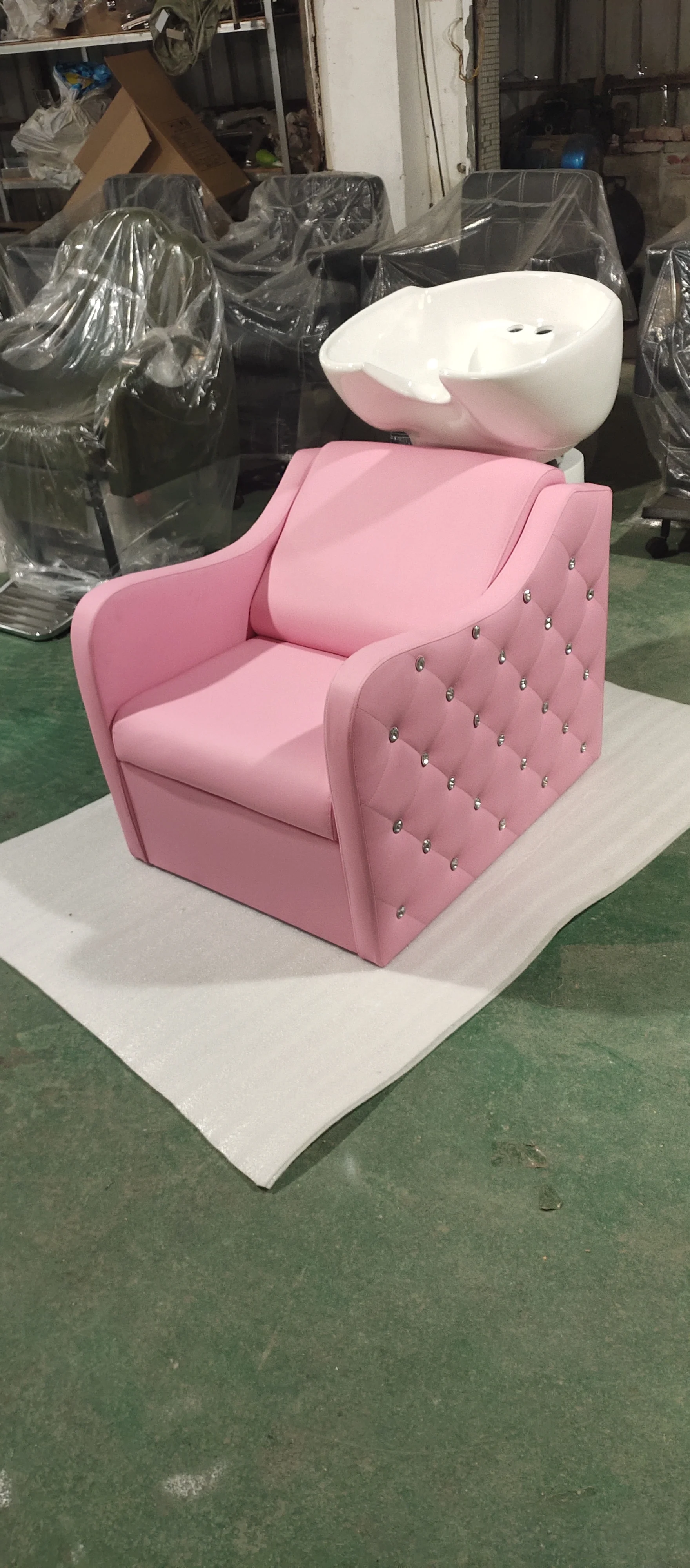 Hair Salon Equipment Pink Back shampoo chair parts salon salon shampoo bowls and chairs classic shampoo