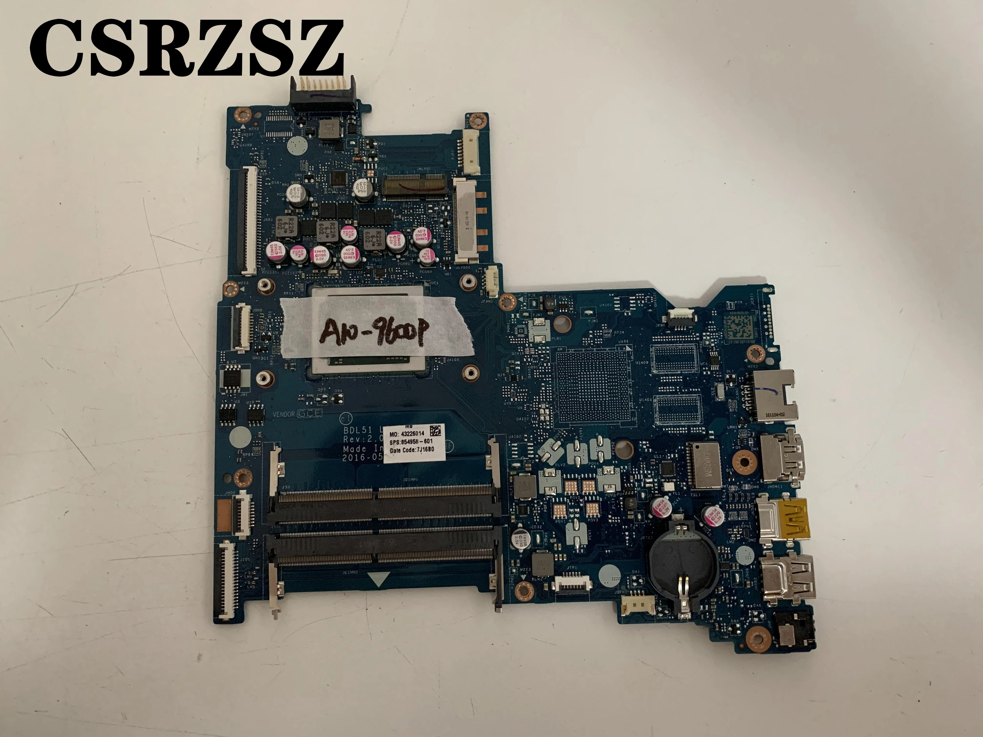 CSRZSZ Mainboard Für HP Pavilion 15-BA mit A10-9600P Laptop motherboard LA-D713P 854958-601 100% Test ok qualität assurace