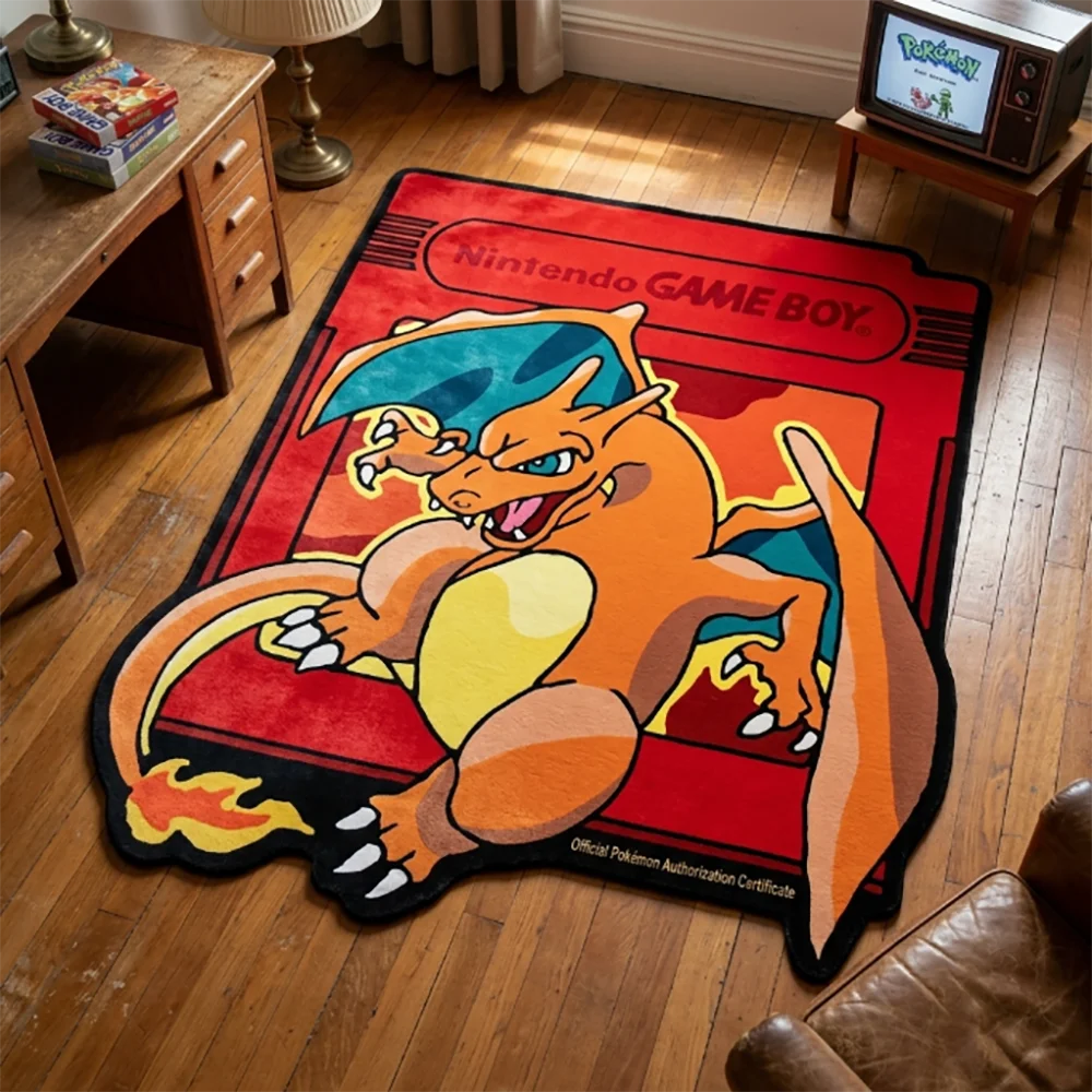 Image of Pokemon Glurak Spielmodul Anime-Teppich, Rutschfeste Bodenmatte für Gamer-Schlafzimmerdekoration, Tolles Geschenk für Anime-Sammler
