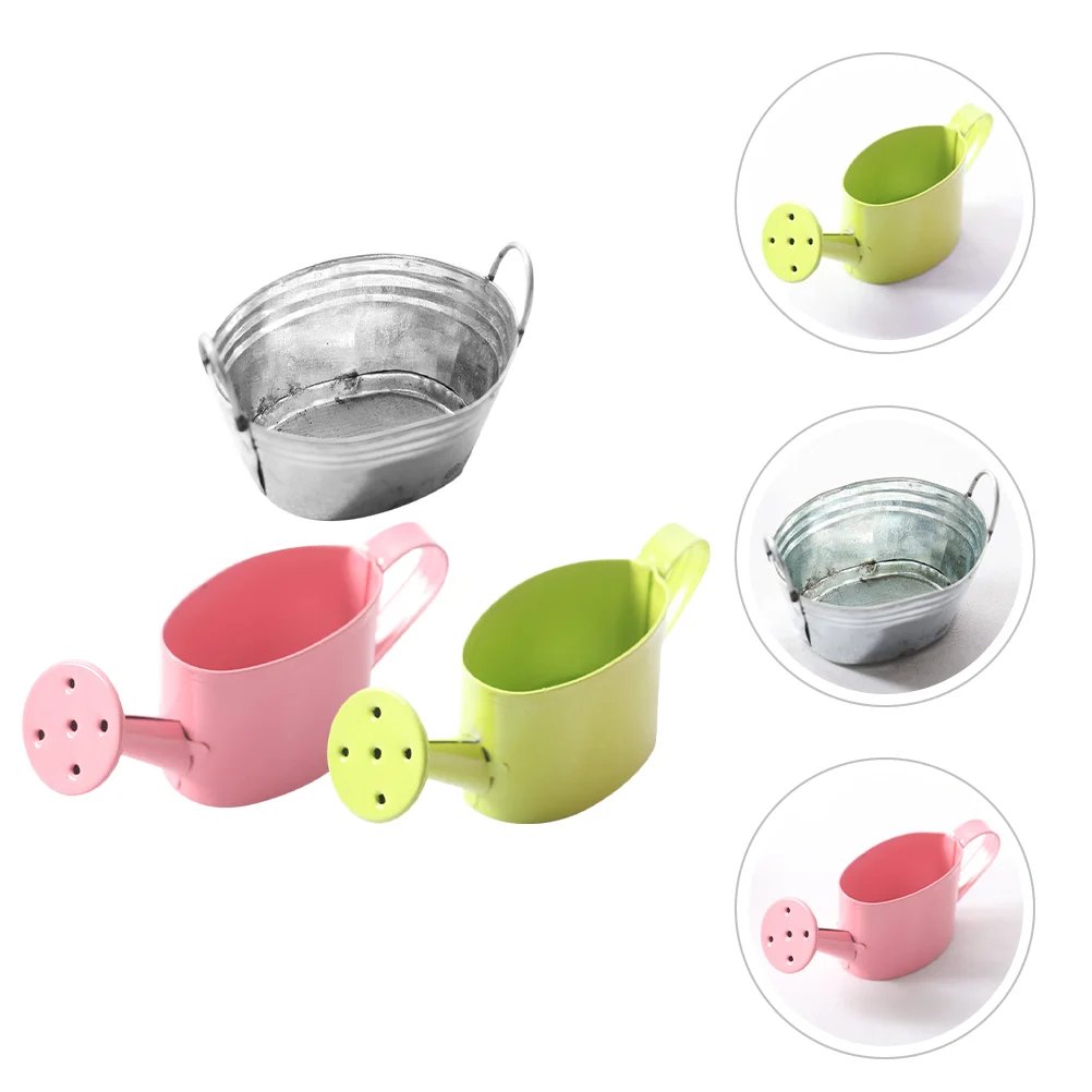 Mini Gardening Kettle Basket Toy House Watering Can Small Flower Tiny Plant Miniature