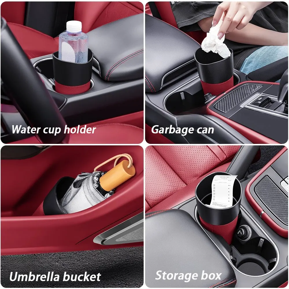 

For Porsche Cayenne Panamera Macan Taycan 718 Car Multifunctional Water Cup Holder Umbrella Trash Can Storage Bag
