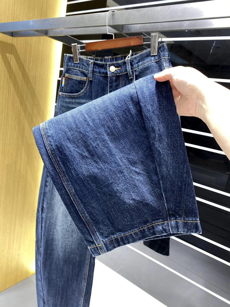 

High-End Men's Loose Straight Leg Casual Jeans Heavy-Du Waed Pure Cotton American Sle Autumn New Blade Waed Denim Jeans