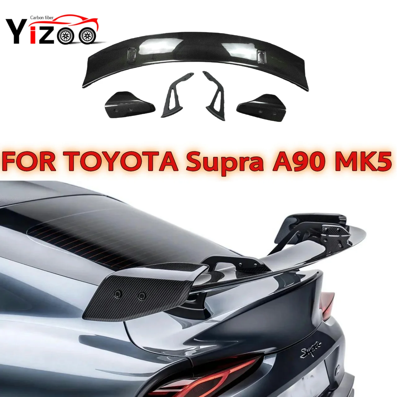 

For Toyota Supra A90 A91 MK5 2019+ AD Style Dry Carbon Fiber Material Rear Trunk Spoiler Wings FRP Car Styling body kit