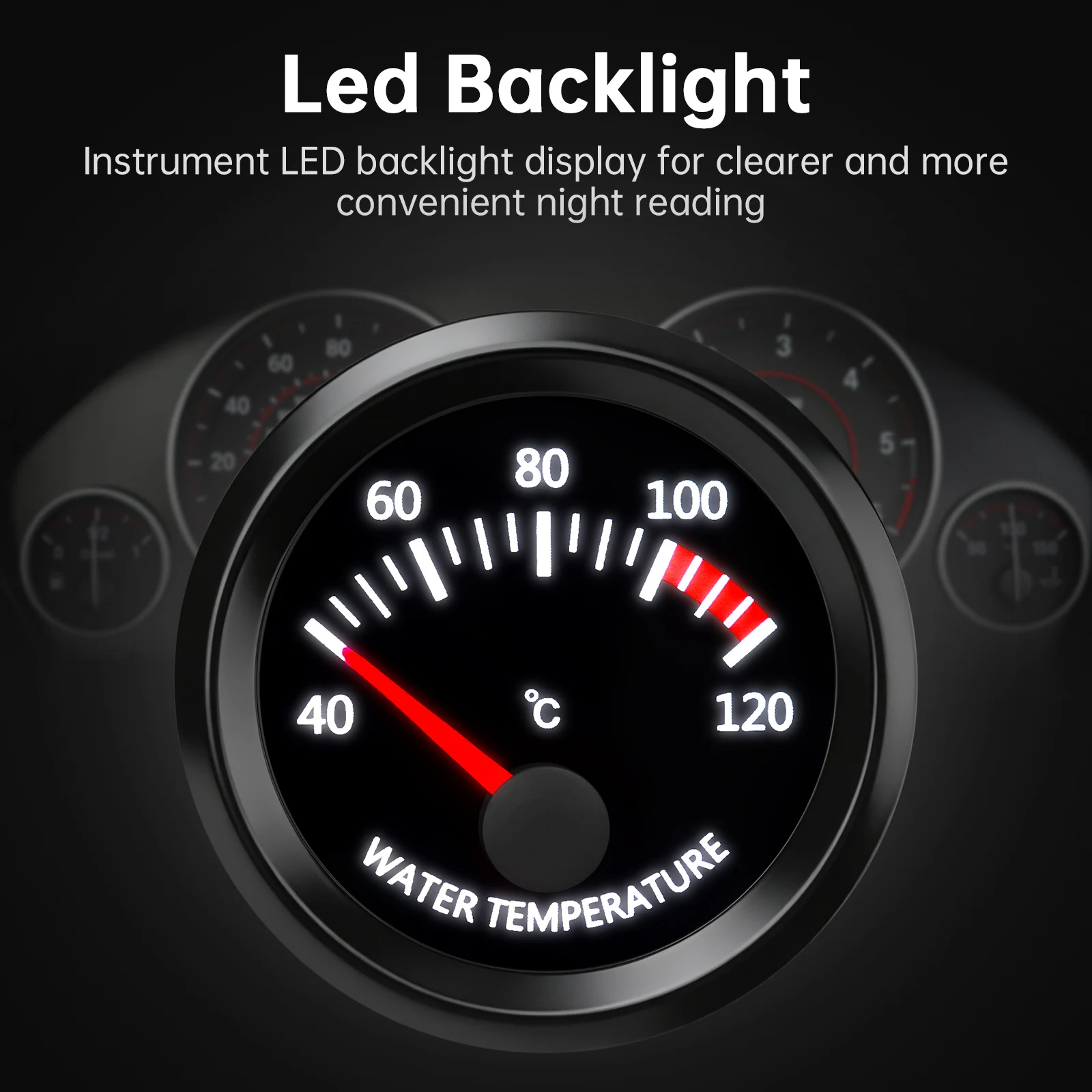 52mm 12V 40-120 Universal Car Water Temperature Gauge for Auto Boat Truck ATV Electrical External Water Temperature Sensor Meter