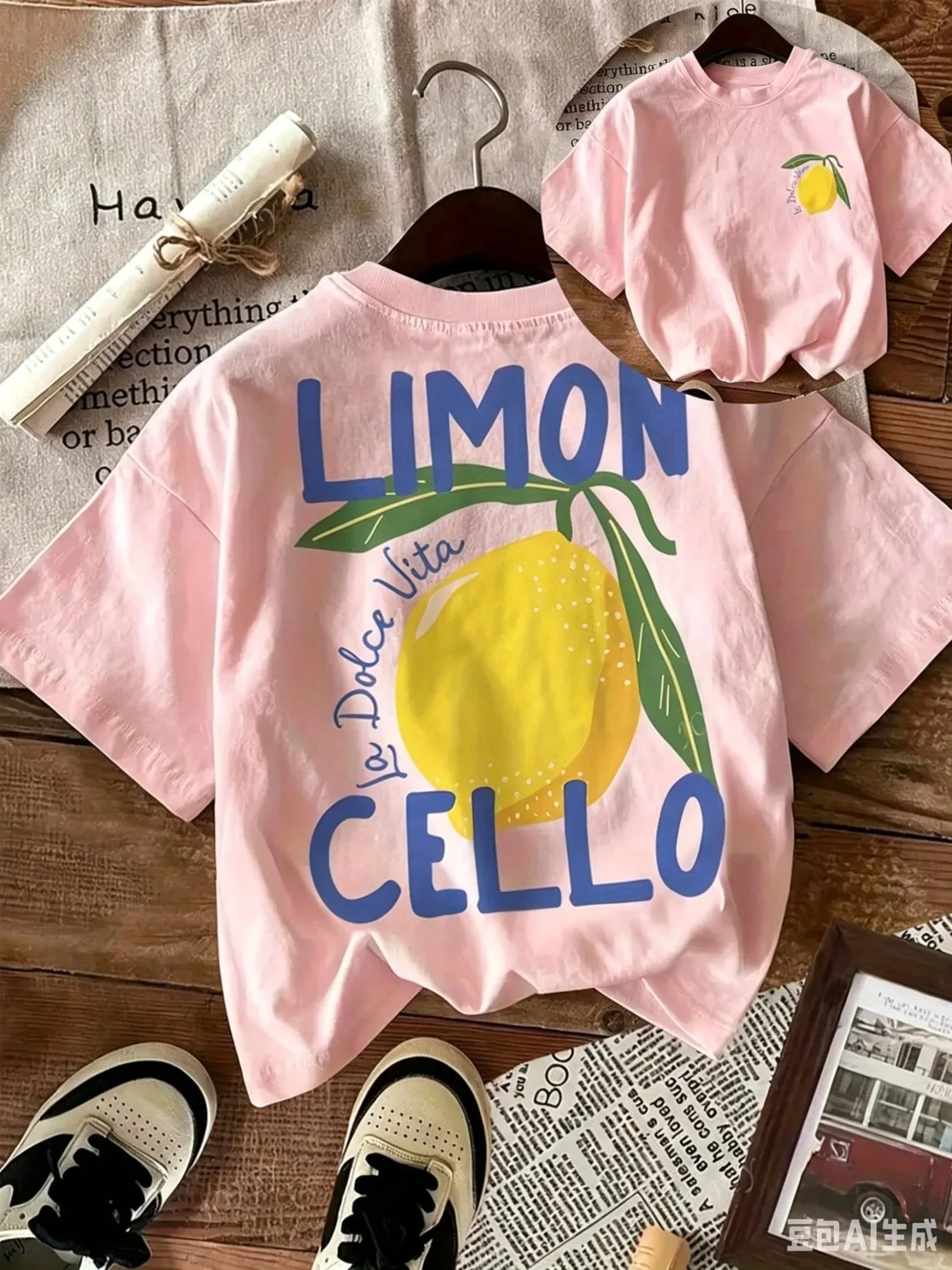Neues Sommer-Baumwoll-T-Shirt für Kinder, lässiger Alltagsstil, atmungsaktiv und bequem, kurzärmelig, mit einem Cartoon-Zitronenmuster. – Detail 5