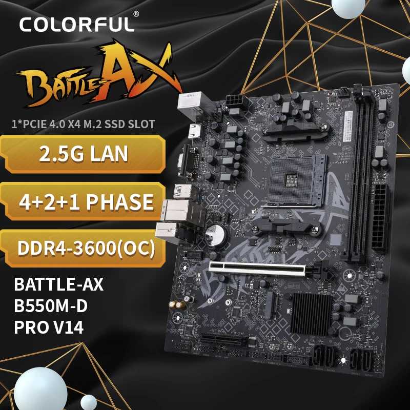 colorful amd b550 gaming motherboard BATTLE-AX B550M-D PRO V14