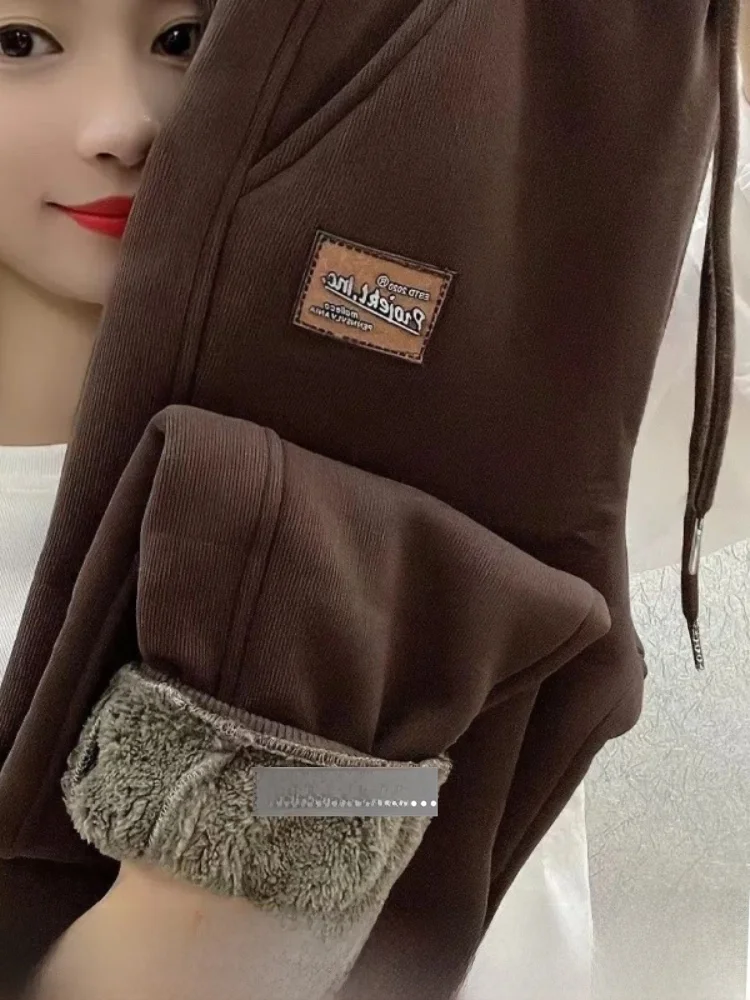 

Women's High Waist Harlan Pants Lamb Fur Autumn Winter Korean Sle Cuffed Casual Trousers Tagkita Brand Commute Sle