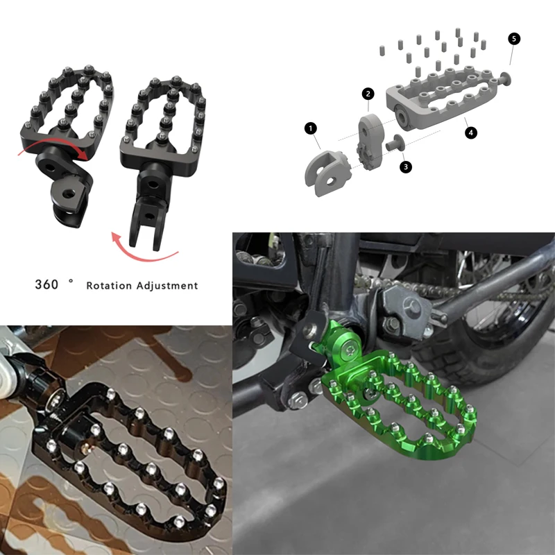 

KLR 650 Foot Pegs Pedals Rests Footrest Motorcycle Accessories For Kawasaki KLR650 1987-2008 2000 1998 2002 2003 2005 1990 1996