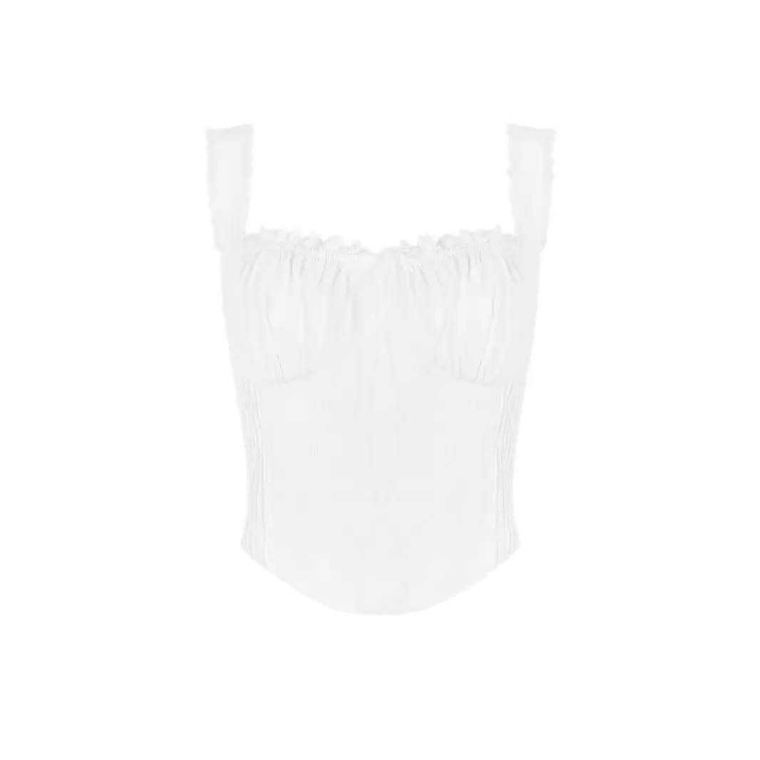 女性用トップス コルセット 新作 レディース レース スプライシング ストラップ ショート丈 イレギュラー セクシー トップス ホットガール キャミソール 女性用 Y2K トップス