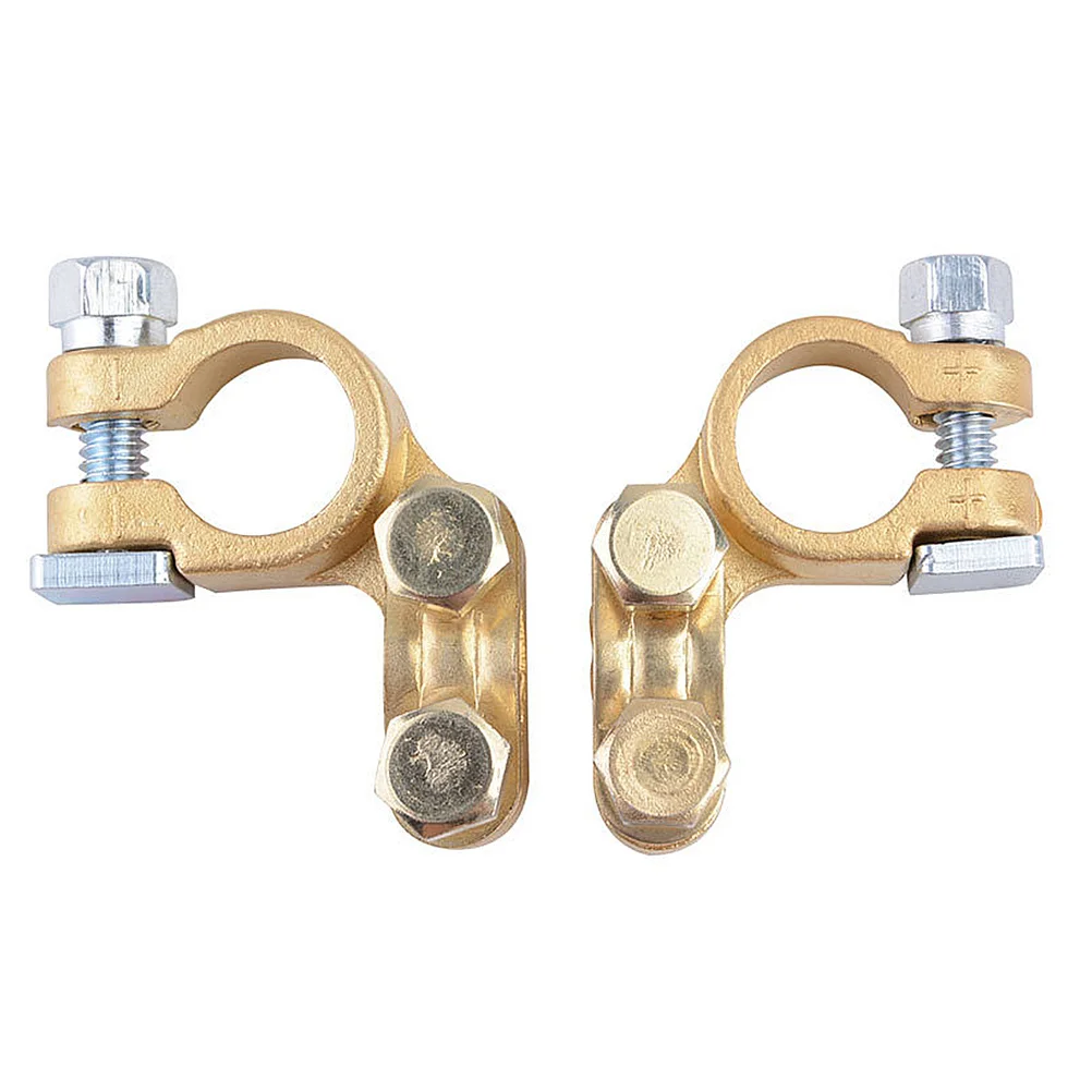 Juego de terminales de 1 par de terminales de conexión resistentes de latón puro para baterías de coche estándar con postes laterales superiores