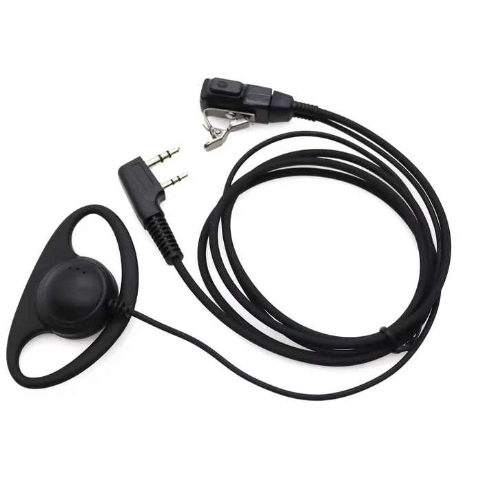 

2-контактная рация-гарнитура с микрофоном PTT D-образной формы, наушник-рация для Baofeng Kenwood Puxing TYT, радиоаксессуар