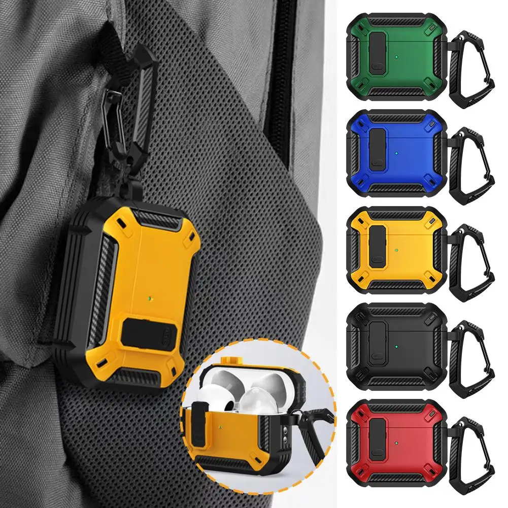 TPU Armored Earphone Protective Case For AirPods 4 Waterproof /anti Drop Earphone Protective Shell With Hook G7I7
