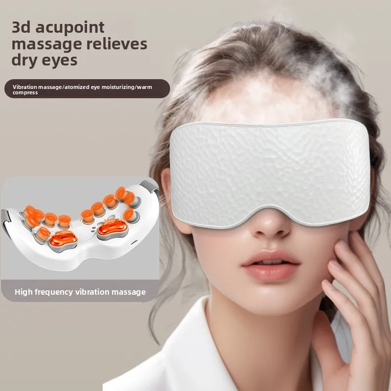 Handheld Vibration Eye Massager, Silicone Nano Steam Care Device, Heated EMS Eye Care Mist, Rechargeable Dryness Relief