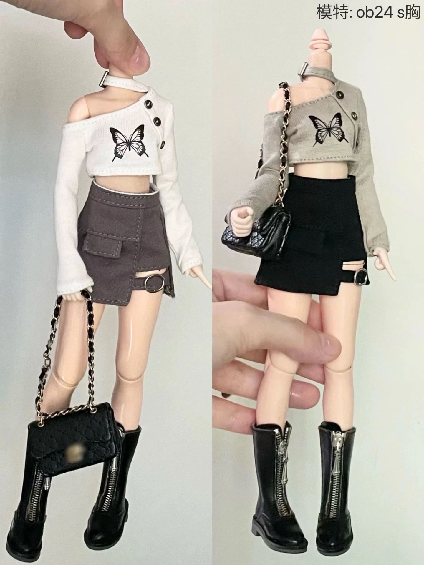 

ICY DBS Blyth Doll Clothe Fashion Strapless Butterfly Top + Sexy Short Skirt For 19 Joints OB24 Azone Blyth Doll Daily Dress Up