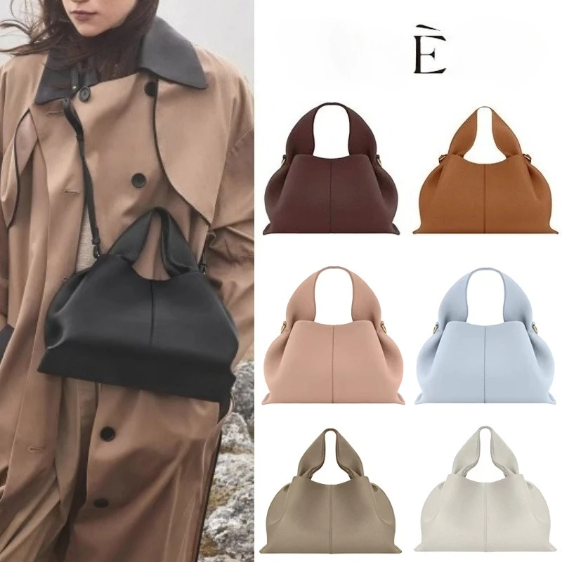 Bolsa nube de cuero genuino, bolso de bola de masa francesa ligero de lujo, bolso Retro europeo y americano de alta gama, bolso cruzado para mujer