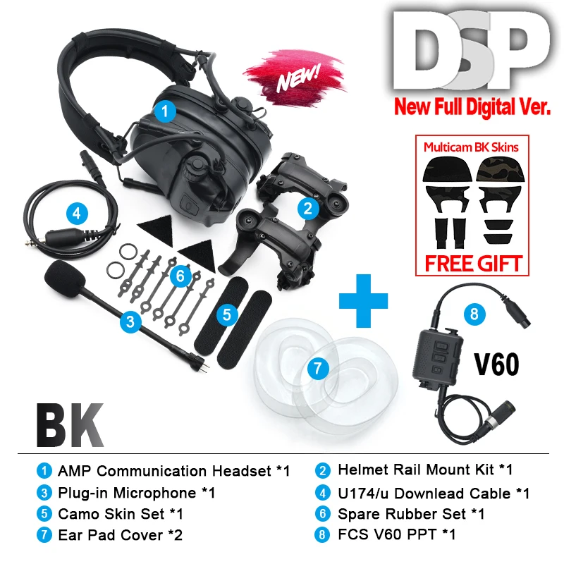 NONE 2026 PRO Version Volldigitales Dual-DPS-FMA-AMP Taktisches Headset Kommunikations-Geräuschunterdrückung V20/V60 PTT Militärzubehör 3