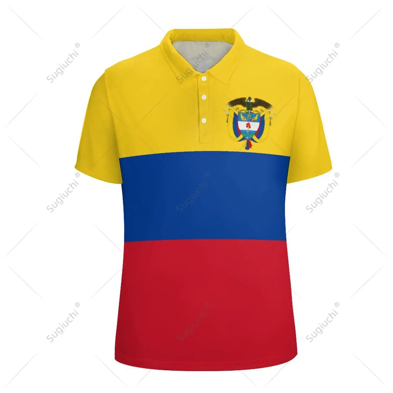 Unisex Polo Shirt Colombia Flag 3D Print Man Polo Fashion Clothing Tracksuits Short Sleeves