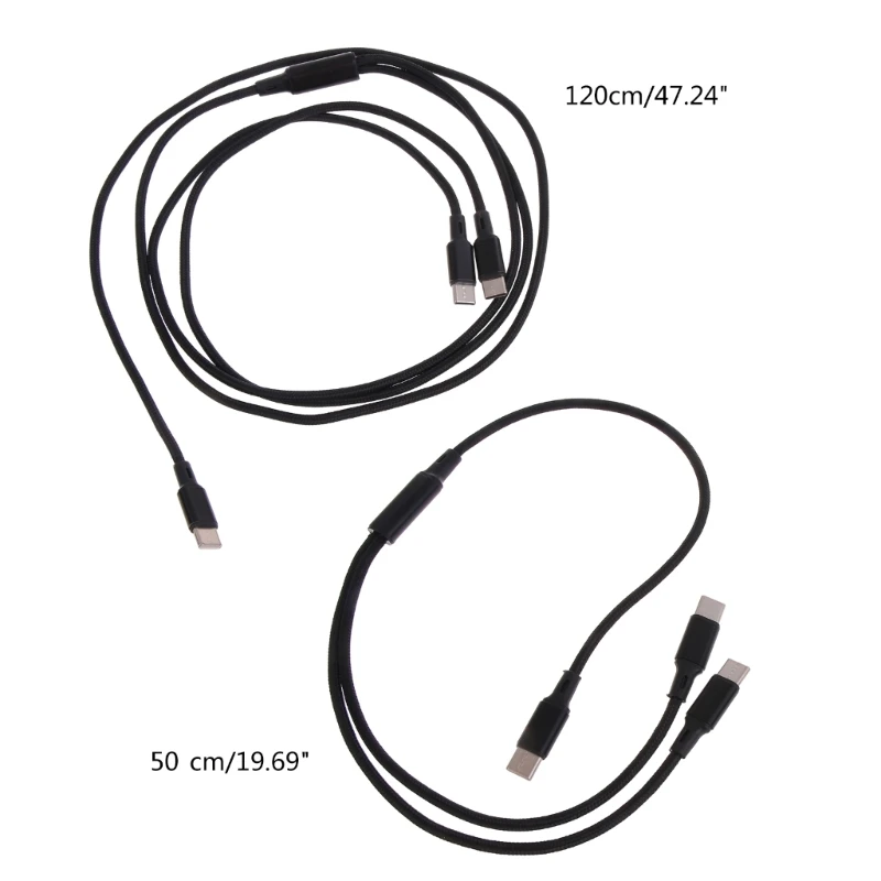 2 In 1 USB C Cable USB Type C Cable Charging For Phone 0.5/1.2m Android Mobile Quick Charger Cord Fast Charge Type-C Wire