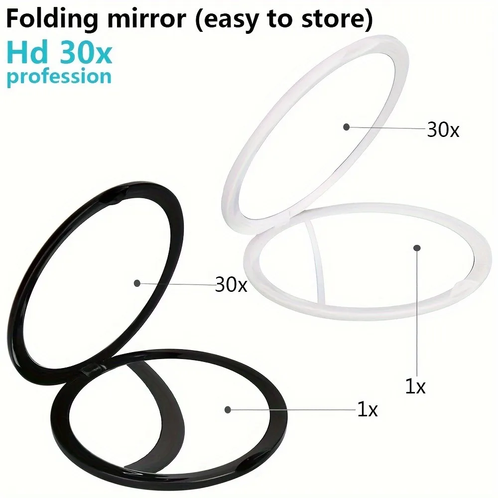 10 cm leuke compacte spiegels voor make-up mini pocket vergrotende spiegel 10X 20X 30X zwart/wit handheld