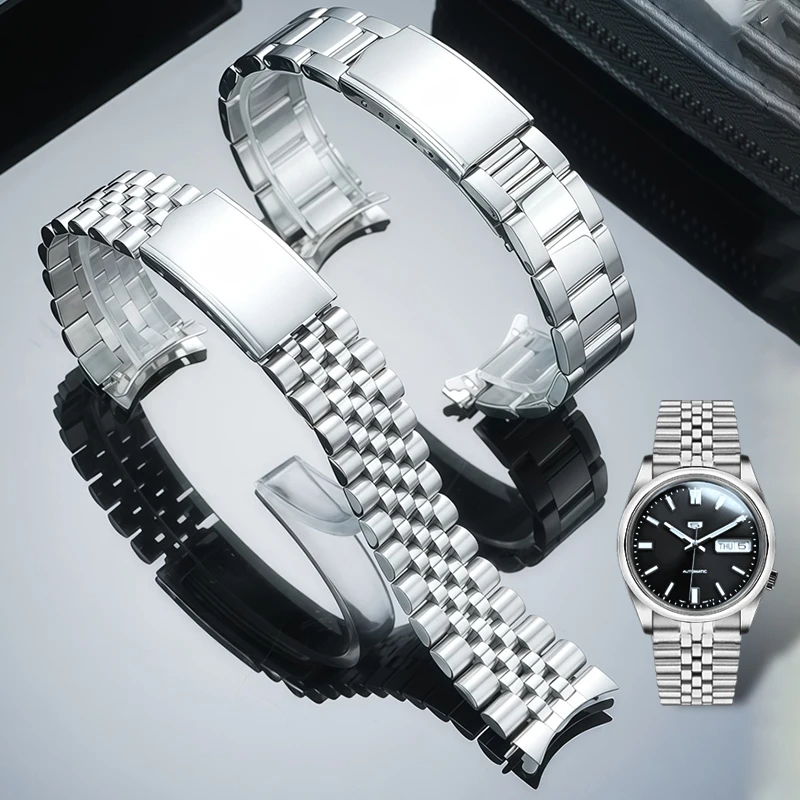 Bracelet de montre Silver Jubilee 19mm pour Seiko No.5, bracelet en acier Sxns80 Snxs79 SNK381K1 SNK393K1, accessoires de bracelet de montre en acier inoxydable