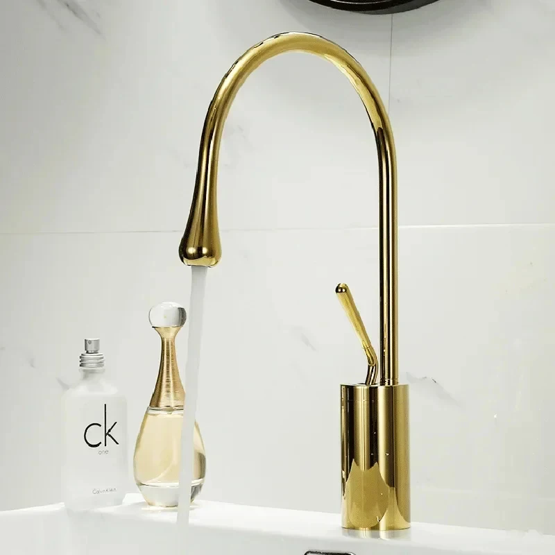 

DurableCopper Basin Hot And Cold Faucet Washbasin Sink Basin Upper Basin Bathroom Cabinet Faucet Water Droplet Faucet