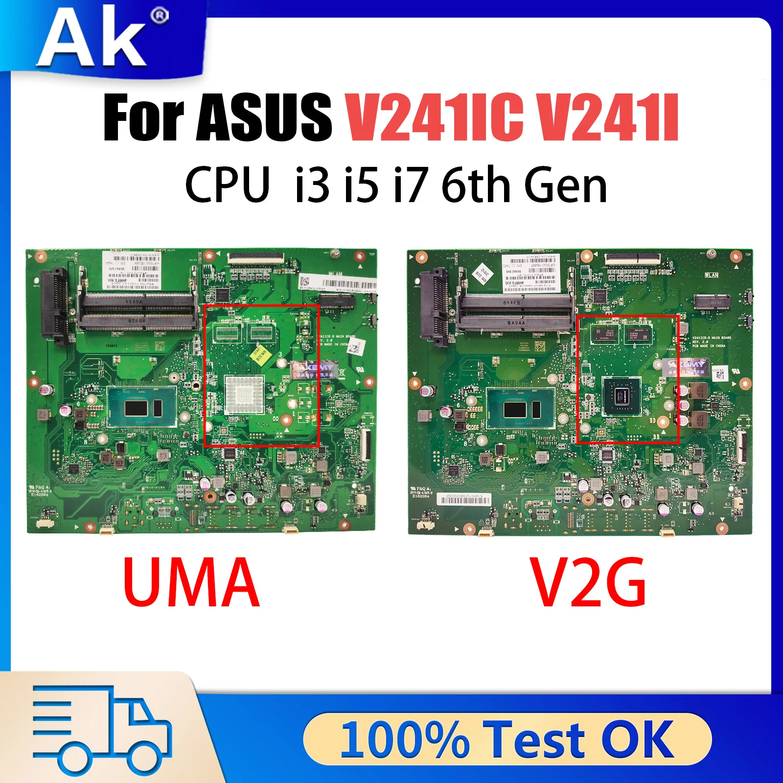 V241IC Motherboard For Asus V241I V241IC Main board of All-in-one Machine With 4405U 4415U I3 I5 I7 CPU 930MX Tested OK