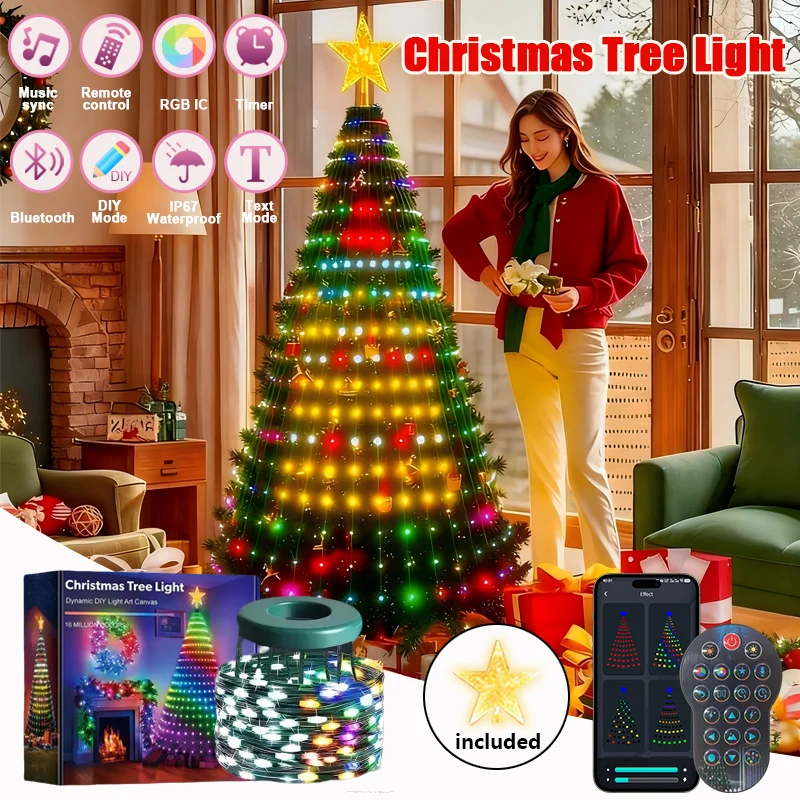 الذكية RGBIC أضواء شجرة عيد الميلاد 400 المصابيح IP67 مقاوم للماء في الهواء الطلق سلسلة أضواء App التحكم DIY بها بنفسك الألوان لتزيين شجرة عيد الميلاد #1