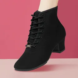 Zapatos de baile latino de salón de tela Oxford para mujer, zapatos de baile moderno de Jazz, botas de baile con cordones, zapatillas de baile deportivas