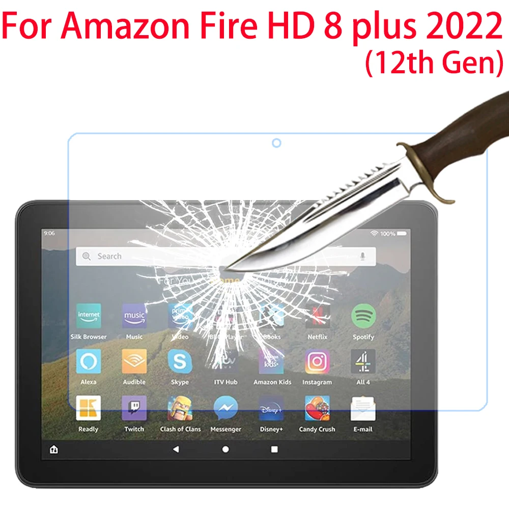 

Tempered Glass Screen Protector For Amazon Fire HD 8 plus 2022 8.0 inches 12th Gen Tempered Glass Guard Protective Film