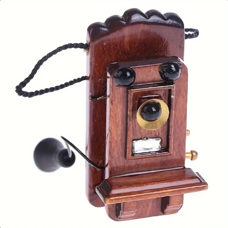 

1pc Dollhouse Miniature Wall Mount Phone Vintage Style Model Playhouse Furniture Livingroom, Bedroom, Kitchen Accessory Display