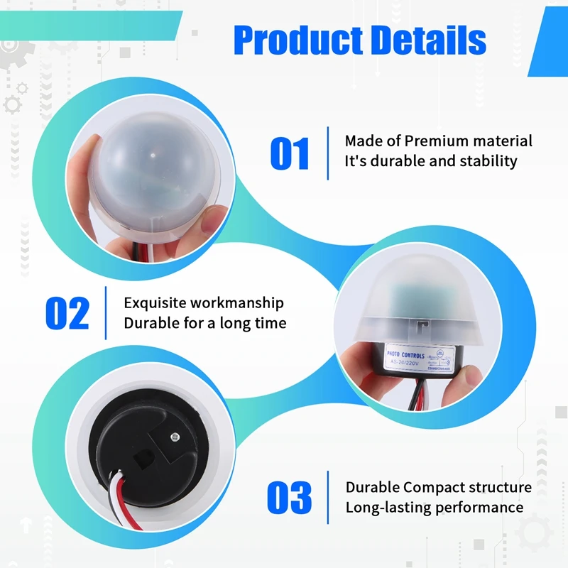 ELEC-Automatic Auto On Off Photocell Street Light Lamp Switch C AC 220V 50-60Hz 10A Photo Control Photoswitch Sensor Switch