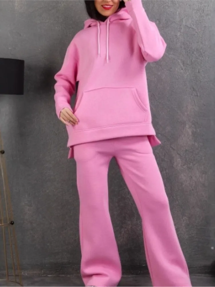 

Fall Winter Women Tracksuit Suit Casual Loose Two Pieces Set Long Sleeve Hooded Sweatshirt + Pants Sets 2025 Lady Hoodies Outfit