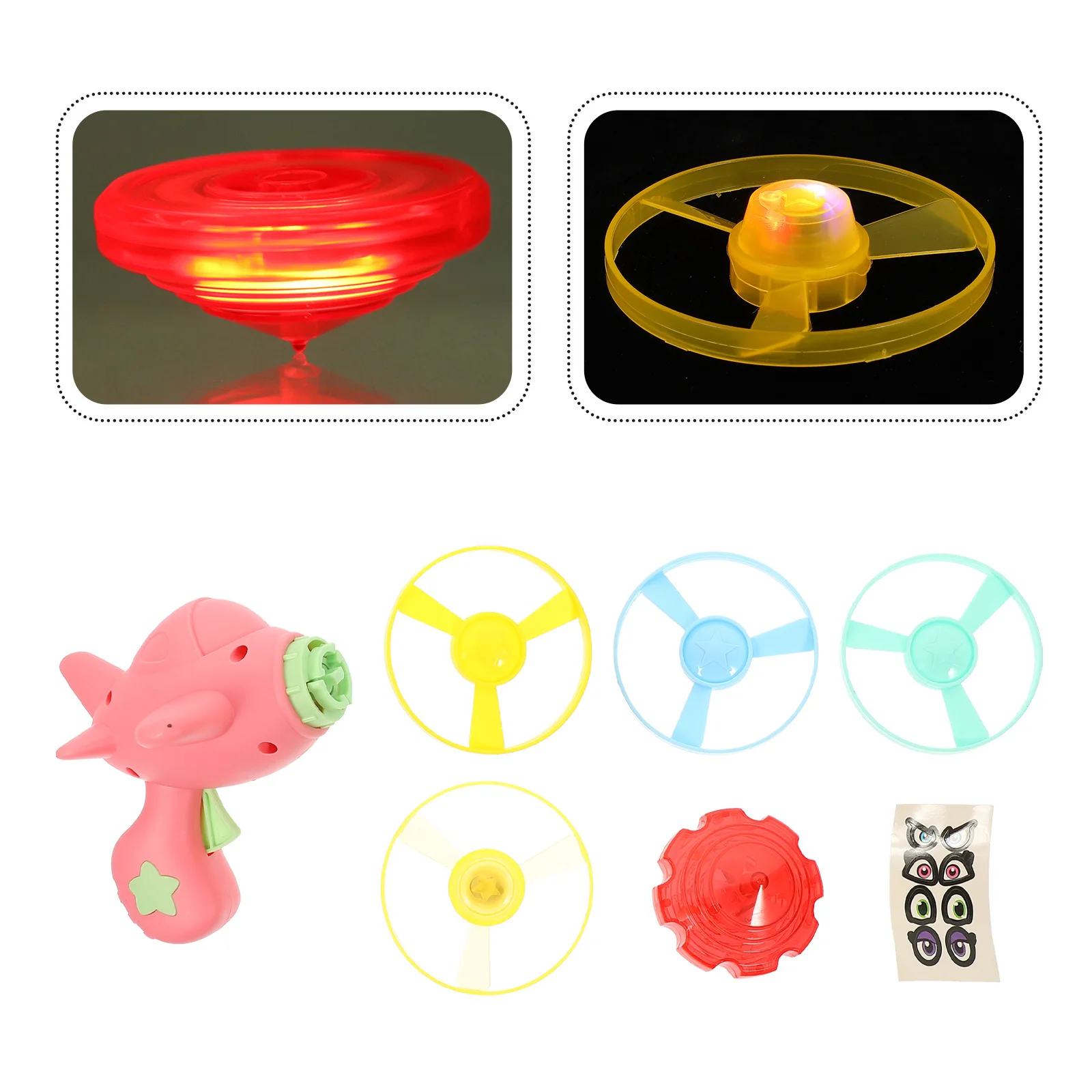 1 Set Glowing Flying Disc Fish Shape Outdoor Saucer For Kids Children Launcher Plaything Cartoon Design Durable Plastic Fun