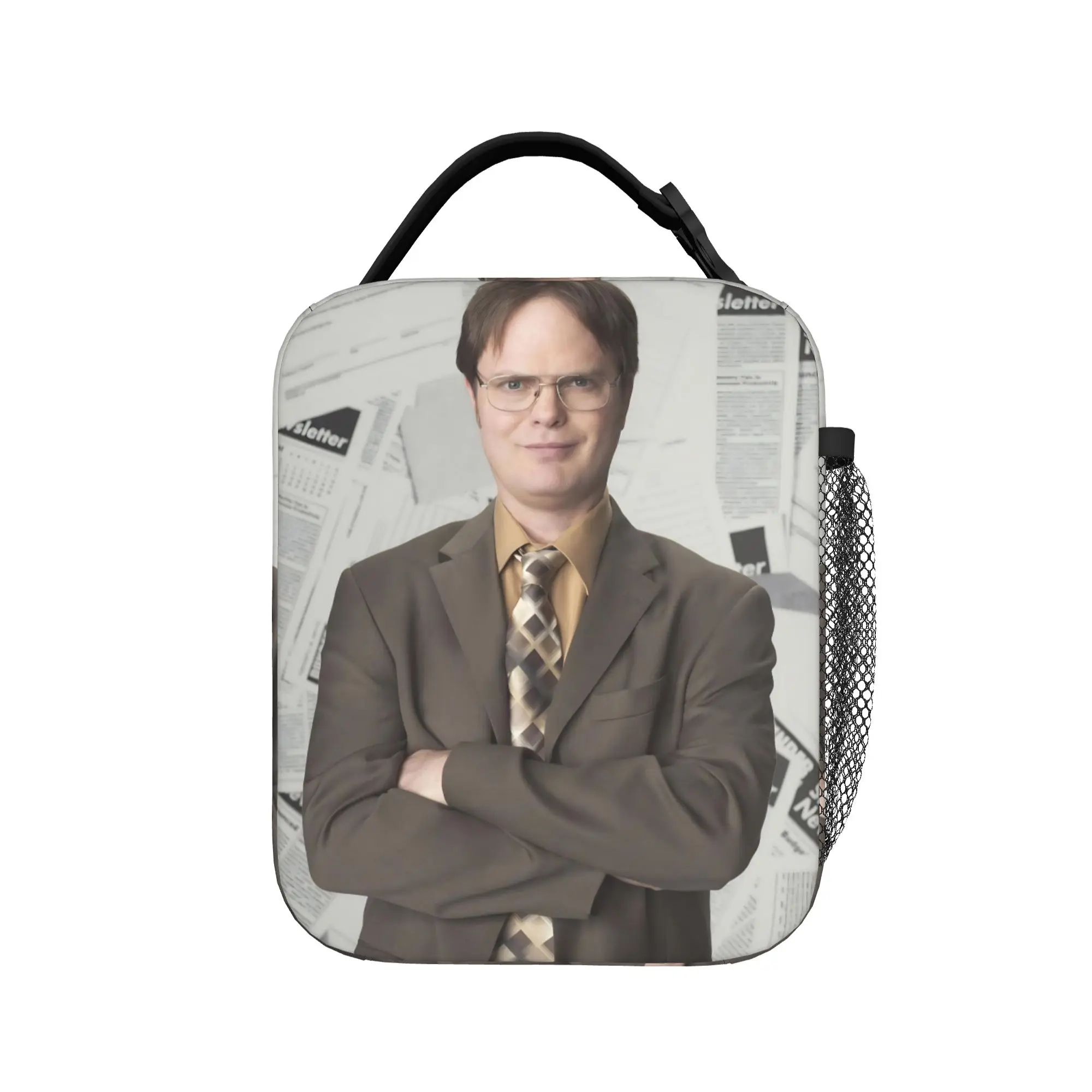 Dwight Schrute Collage Lunch Bag  Office Lunch Box For Child Aesthetic Print Tote Food Bags Oxford Portable Insulated Cooler Bag