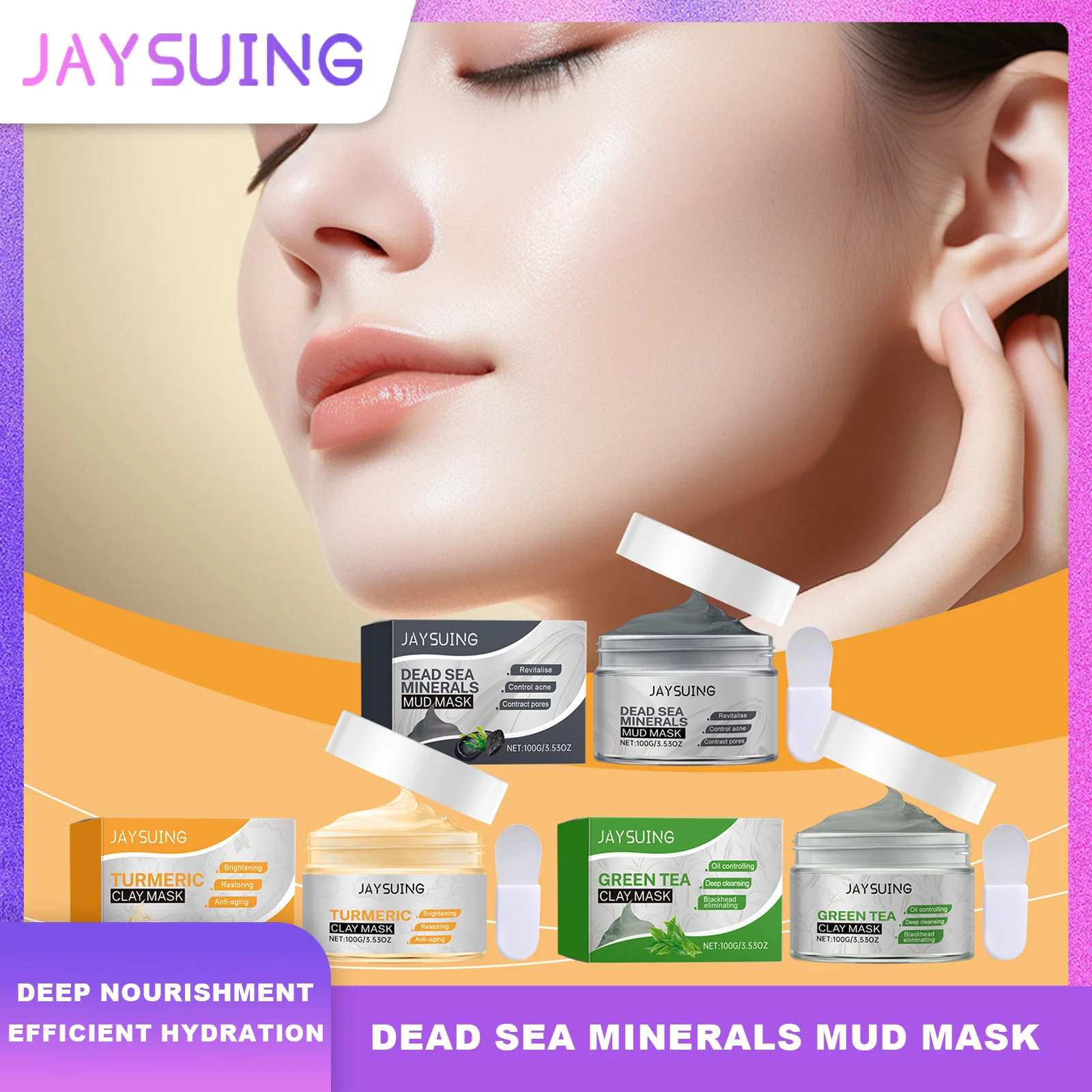 Jaysuing – masque de boue aux minéraux de la mer morte, nettoie les Pores, contrôle du sébum, alimentation en profondeur, hydratation efficace, éclaircissant, soins pour la peau du visage