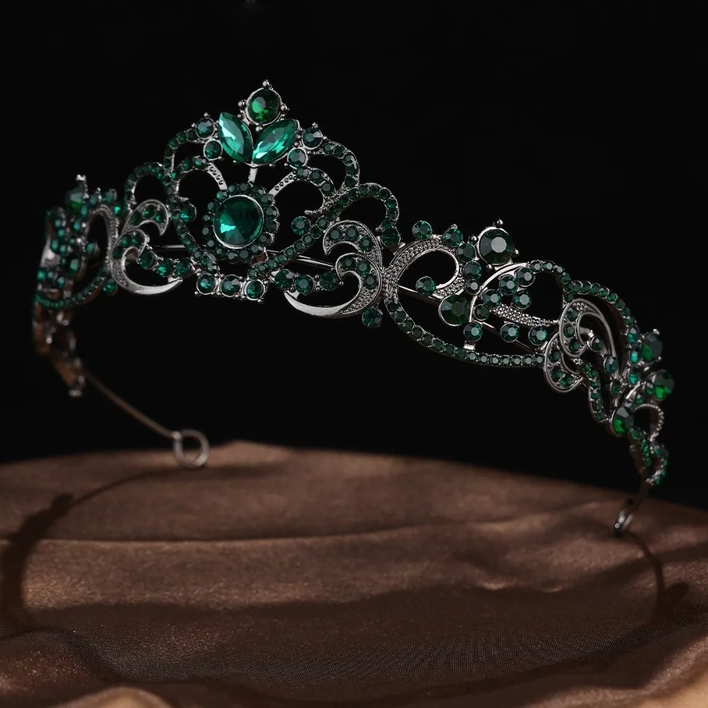 Rhinestone Halloween Black Crown Luxury Cake Decorations Baroque Pageant Crowns Sparkling Hair Jewelry Crystal Cake Topper