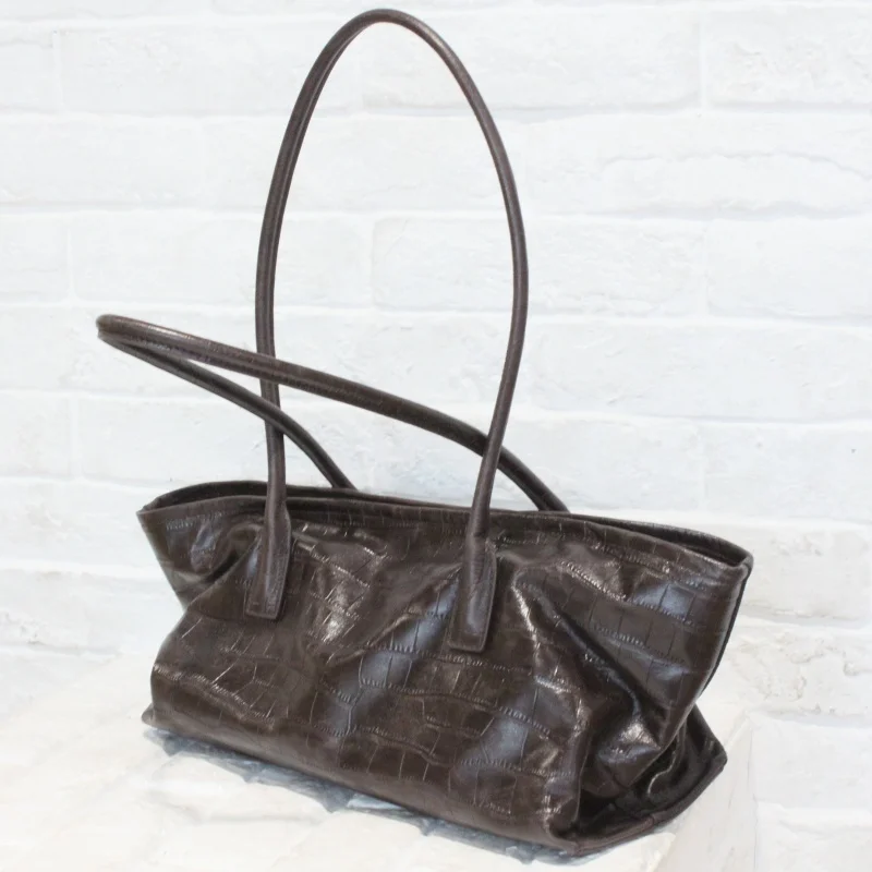 

Luxury Fashion Genuine Leather Women Shoulder Bag Crocodile-pattern Design Minimalist Daily Tote Ladies Office Underarm handbag