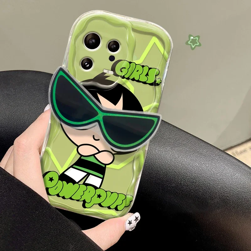 Cute Powerpuff Girls Glasses Holder TPU Case For Xiaomi Redmi Note 12 4G 5G Turbo 11 Pro Plus 12S 11S 10S 9S 10 8 9 10C K60 K60E