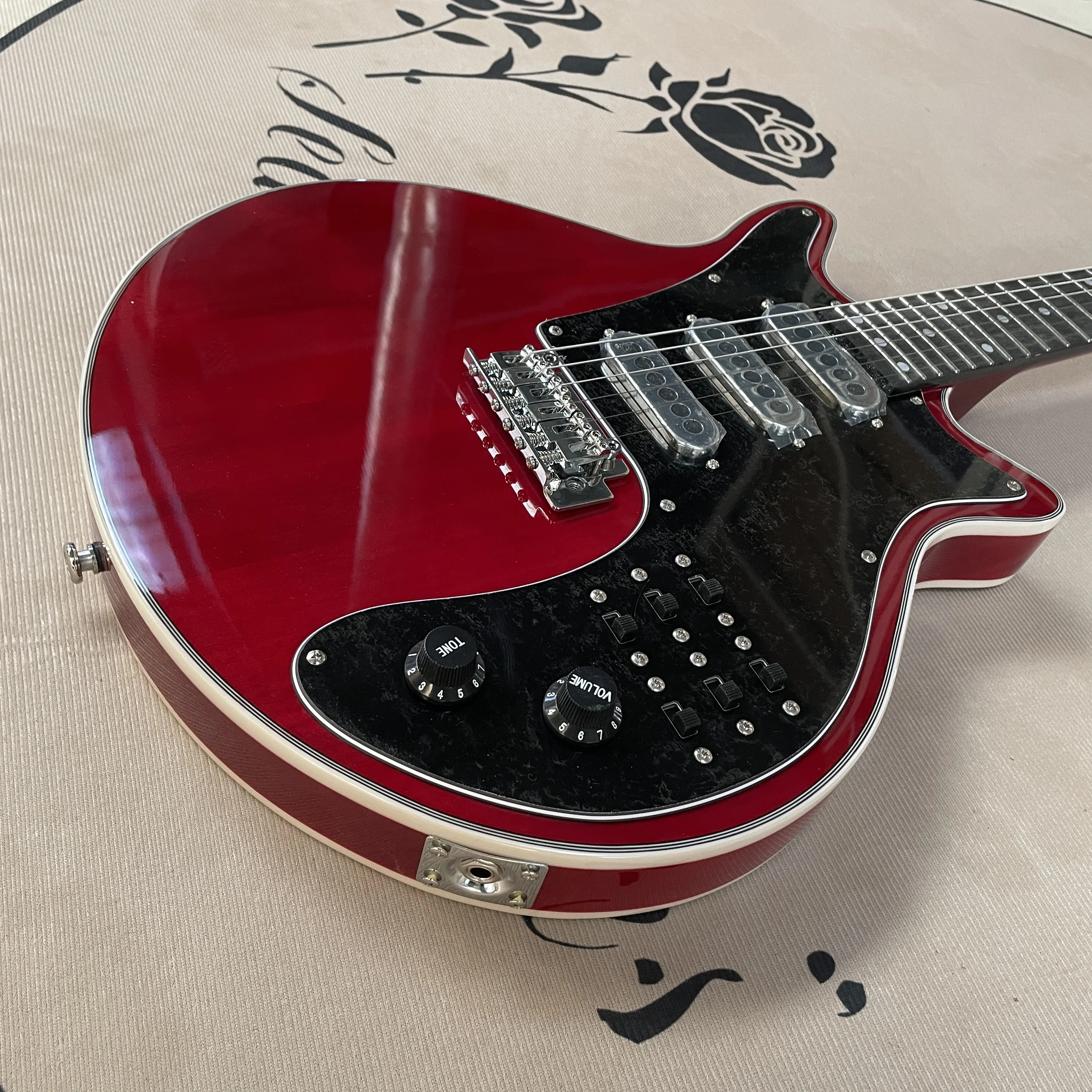 6strings electric guitar red guitars chrome hardware guitarra