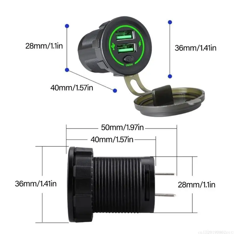 D5BB 36W USB -зарядное устройство с легкими выключателями доступа и светодиодным светом для автомобилей 12 В 24 В, таких как и
