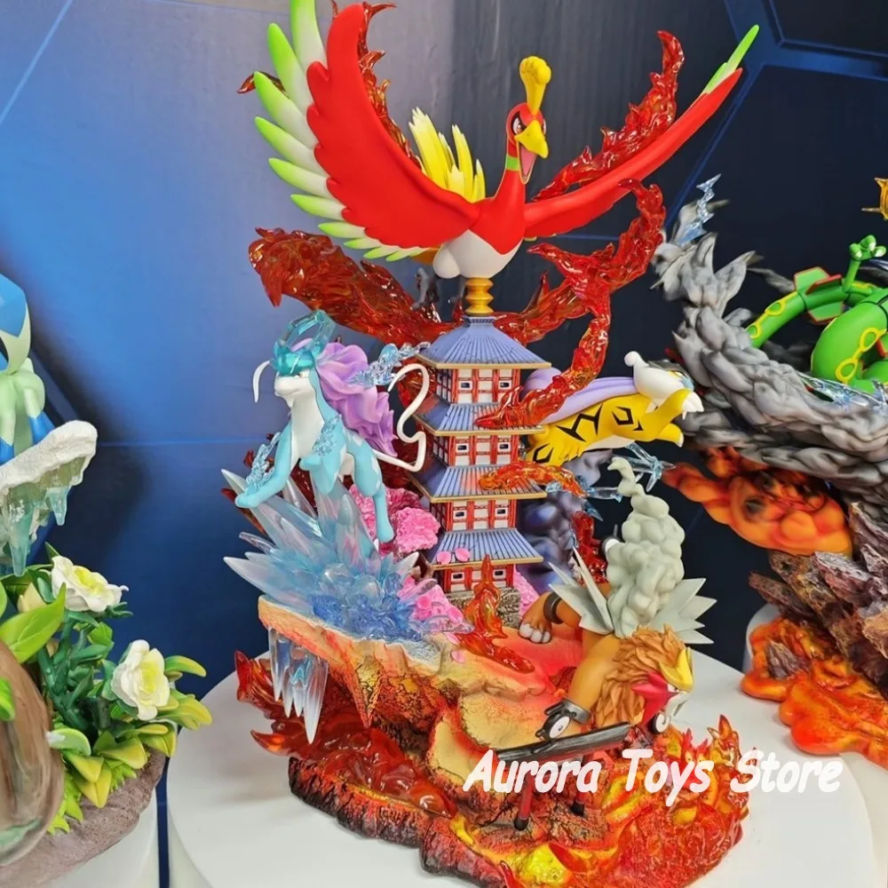 38 سنتيمتر/14.96in أنيمي بوكيمون الشكل Raikou/Suicune/Entei/Ho-Oh عمل أرقام البلاستيكية سطح المكتب الزينة جمع نموذج اللعب الهدايا