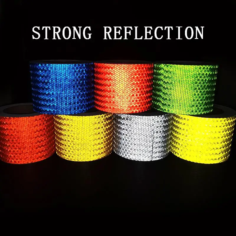 10cm * 50m mengkilap reflektif stiker kuat reflektor pita perekat tahan air putih neon Conspicuity Strip untuk mobil truk