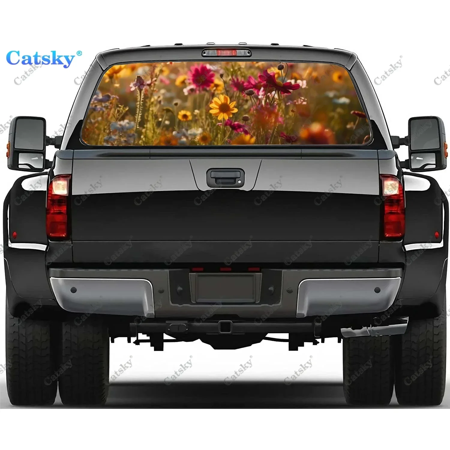 

Wildflowers Bloom in Meadow Rear Window Decal Fit Pickup,Truck,Car Universal See Through Perforated Back Window Vinyl Sticker