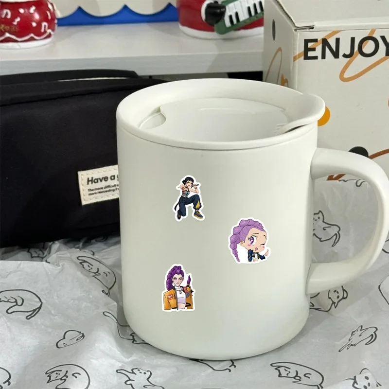 50/74 pçs anime adesivos e cartões para kpop demônio caçador decalques de vedação à prova dwaterproof água diy scrapbooking papelaria bonito adesivo presentes